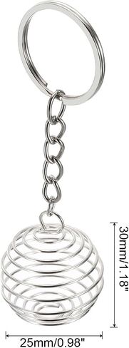 PATIKIL Spiral Bead Cages Pendant with Keychain, Stainless Steel Spring Stone Holder Necklace Cage Pendants for Jewelry Making Crafting in Saudi Arabia