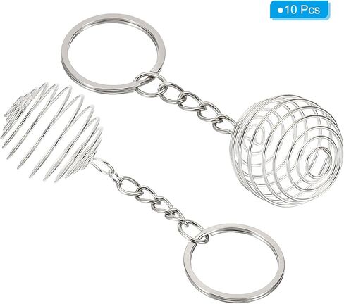 PATIKIL Spiral Bead Cages Pendant with Keychain, Stainless Steel Spring Stone Holder Necklace Cage Pendants for Jewelry Making Crafting in Saudi Arabia