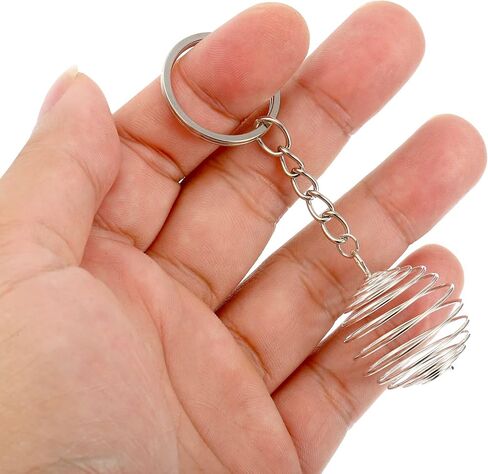 PATIKIL Spiral Bead Cages Pendant with Keychain, Stainless Steel Spring Stone Holder Necklace Cage Pendants for Jewelry Making Crafting in Saudi Arabia