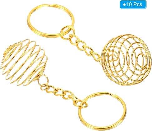 PATIKIL Spiral Bead Cages Pendant with Keychain, Stainless Steel Spring Stone Holder Necklace Cage Pendants for Jewelry Making Crafting in Saudi Arabia