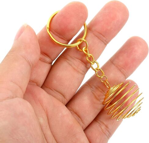 PATIKIL Spiral Bead Cages Pendant with Keychain, Stainless Steel Spring Stone Holder Necklace Cage Pendants for Jewelry Making Crafting in Saudi Arabia