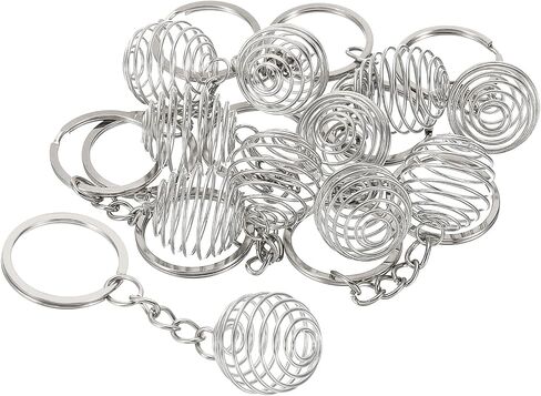 PATIKIL Spiral Bead Cages Pendant with Keychain, Stainless Steel Spring Stone Holder Necklace Cage Pendants for Jewelry Making Crafting in Saudi Arabia