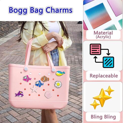 Ocean Beach Bag Charms for Bogg Bag，Sea Creatures Insert Charms for Simple Modern Beach Bag Rubber Tote,Bogg Bag Accessories Compatible with Simply Southern Beach Tote，Decorative for Seaside Play in Saudi Arabia