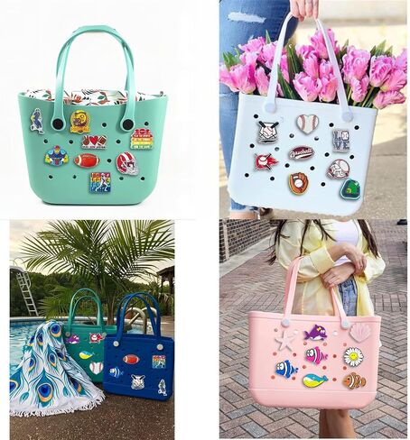 Ocean Beach Bag Charms for Bogg Bag，Sea Creatures Insert Charms for Simple Modern Beach Bag Rubber Tote,Bogg Bag Accessories Compatible with Simply Southern Beach Tote，Decorative for Seaside Play in Saudi Arabia