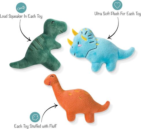Fringe Studio Mini Plush Pet Toy Set with Squeaker, Having A Dinomite Time (289427), Multicolor in Saudi Arabia