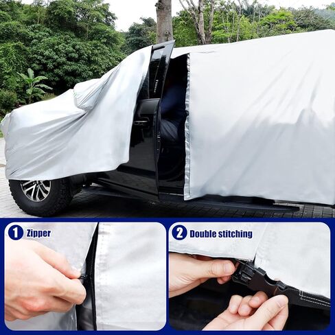 غطاء شاحنة Migaven مقاوم للماء مع سحاب للباب مناسب خصيصًا لسيارة Ford F150، Chevy Silverado، أغطية بيك اب مقاومة للماء في جميع الأحوال الجوية مع أشرطة إطارات وحقيبة مرآة in Kuwait