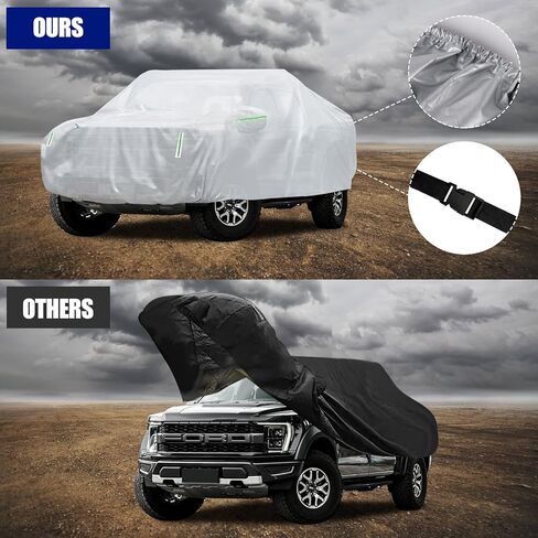 غطاء شاحنة Migaven مقاوم للماء مع سحاب للباب مناسب خصيصًا لسيارة Ford F150، Chevy Silverado، أغطية بيك اب مقاومة للماء في جميع الأحوال الجوية مع أشرطة إطارات وحقيبة مرآة in Kuwait