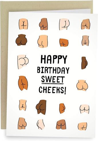 Sleazy Greetings Funny Birthday Card For Women or Men - 5 x 7 Inch Adult For Friend Bday Card with Matching Envelope - Happy Birthday Sweet Cheeks! in Kuwait
