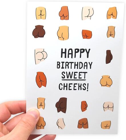 Sleazy Greetings Funny Birthday Card For Women or Men - 5 x 7 Inch Adult For Friend Bday Card with Matching Envelope - Happy Birthday Sweet Cheeks! in Kuwait