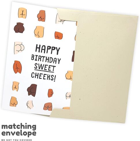 Sleazy Greetings Funny Birthday Card For Women or Men - 5 x 7 Inch Adult For Friend Bday Card with Matching Envelope - Happy Birthday Sweet Cheeks! in Kuwait