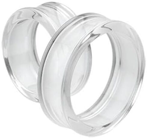 Pair 00G (10MM) CLEAR ACRYLIC TUNNELS Double Flare Gauges Solid Saddle Thin Ear Flesh Plugs (2pcs) in Saudi Arabia