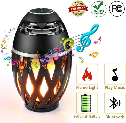 Led Flame Speakers, LED Flickering Flame Atmosphere Light with Bluetooth 4.2 Wireless Portable HD Audio Waterproof Speaker, LED Bass Speaker Dimmable Warm Light for iPhone/iPad/Android in Saudi Arabia