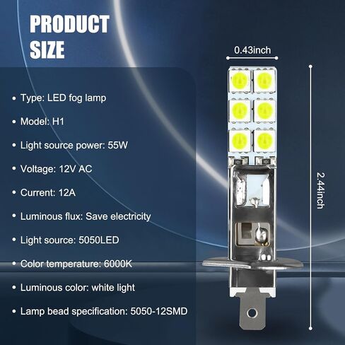 4 قطع مصابيح ضباب LED H3 للسيارة، رقاقة 12SMD-5050 عالية السطوع مضادة للضباب 360 درجة أثناء النهار، توصيل وتشغيل استبدال لمبة مقاومة للماء، عالمية للسيارات (أبيض) in Saudi Arabia