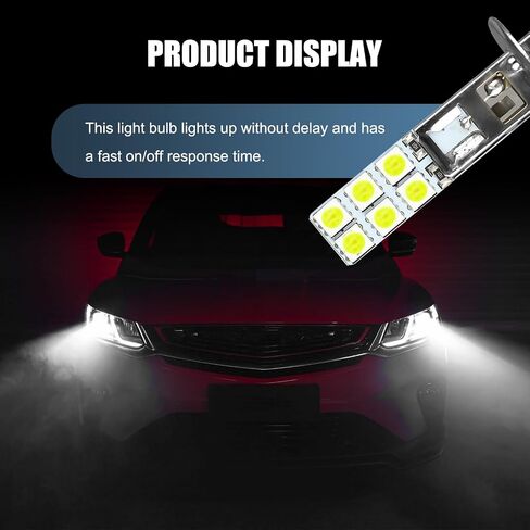 4 قطع مصابيح ضباب LED H3 للسيارة، رقاقة 12SMD-5050 عالية السطوع مضادة للضباب 360 درجة أثناء النهار، توصيل وتشغيل استبدال لمبة مقاومة للماء، عالمية للسيارات (أبيض) in Saudi Arabia
