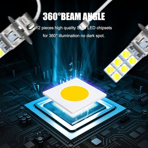 4 قطع مصابيح ضباب LED H3 للسيارة، رقاقة 12SMD-5050 عالية السطوع مضادة للضباب 360 درجة أثناء النهار، توصيل وتشغيل استبدال لمبة مقاومة للماء، عالمية للسيارات (أبيض) in Saudi Arabia