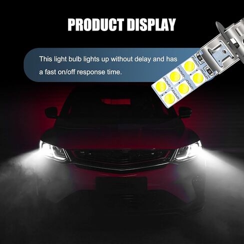 4 قطع مصابيح ضباب LED H3 للسيارة، رقاقة 12SMD-5050 عالية السطوع مضادة للضباب 360 درجة أثناء النهار، توصيل وتشغيل استبدال لمبة مقاومة للماء، عالمية للسيارات (أبيض) in Saudi Arabia