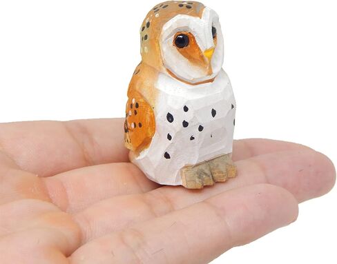 Barn Owl Wood Figurine Fake Miniature Decoration Forest Bird Carved Small Animal Sculpture Garden Statue in Saudi Arabia
