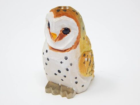 Barn Owl Wood Figurine Fake Miniature Decoration Forest Bird Carved Small Animal Sculpture Garden Statue in Saudi Arabia