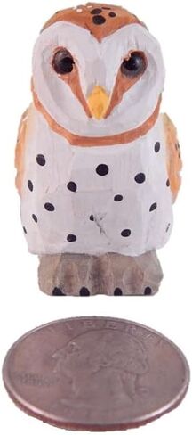 Barn Owl Wood Figurine Fake Miniature Decoration Forest Bird Carved Small Animal Sculpture Garden Statue in Saudi Arabia
