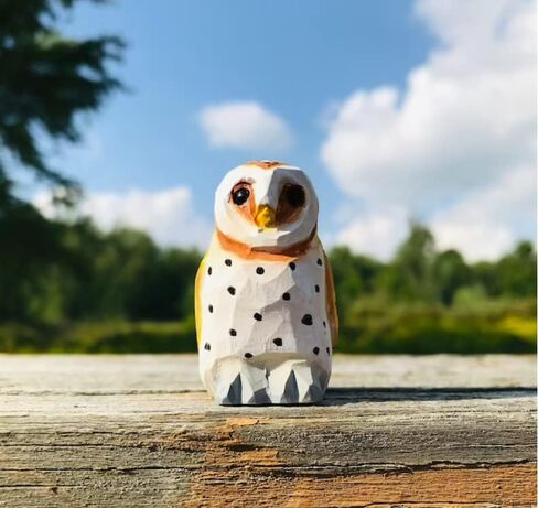 Barn Owl Wood Figurine Fake Miniature Decoration Forest Bird Carved Small Animal Sculpture Garden Statue in Saudi Arabia