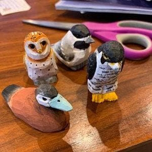 Barn Owl Wood Figurine Fake Miniature Decoration Forest Bird Carved Small Animal Sculpture Garden Statue in Saudi Arabia