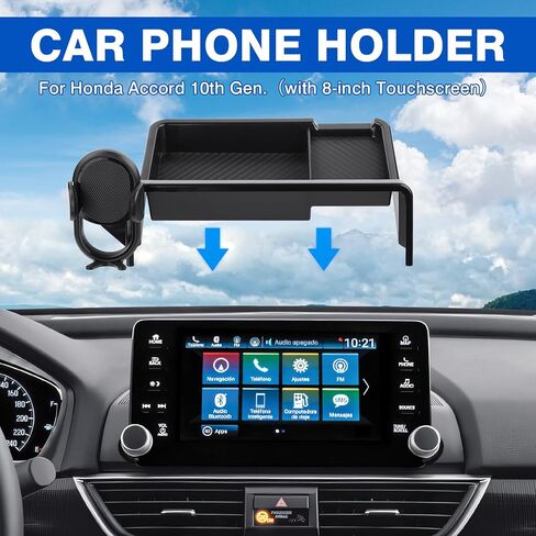 حامل هاتف السيارة Autorder لـ 2018 2019 2020 2021 2022 Honda Accord Accessories 8 بوصة حامل الهاتف الخلوي مع منظم لوحة القيادة بدون استخدام اليدين دوران 360 درجة in Saudi Arabia