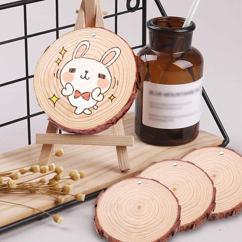 chfine Natural Wood Slices, 42Pcs 2.4-2.8 Inches Craft Unfinished Wood Kit with Predrilled Hole Wooden Circles Tree Slices and 33 Feet Twine String for Arts and Crafts Christmas DIY Crafts Ornaments in Saudi Arabia