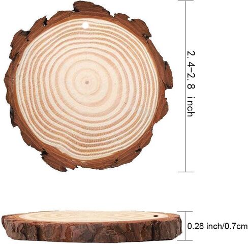 chfine Natural Wood Slices, 42Pcs 2.4-2.8 Inches Craft Unfinished Wood Kit with Predrilled Hole Wooden Circles Tree Slices and 33 Feet Twine String for Arts and Crafts Christmas DIY Crafts Ornaments in Saudi Arabia