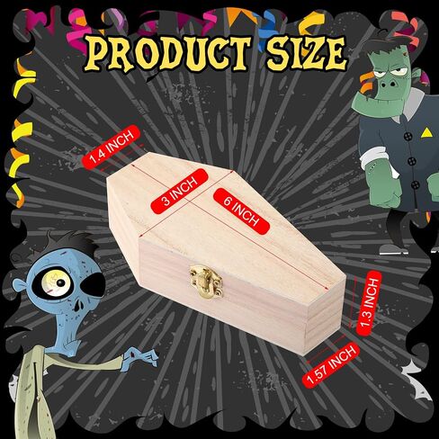 Kigley 20 Pack 6 x 3 x 1.57 Inch Halloween Coffin Box Coffin Ring Box Unfinished Wood Box Coffin Decor with Hinged Lids for Halloween Parties Goth Decoration Small Pet Burials DIY Crafts in Saudi Arabia
