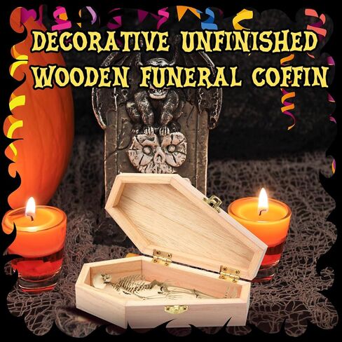 Kigley 20 Pack 6 x 3 x 1.57 Inch Halloween Coffin Box Coffin Ring Box Unfinished Wood Box Coffin Decor with Hinged Lids for Halloween Parties Goth Decoration Small Pet Burials DIY Crafts in Saudi Arabia