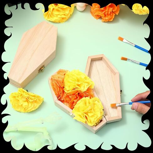 Kigley 20 Pack 6 x 3 x 1.57 Inch Halloween Coffin Box Coffin Ring Box Unfinished Wood Box Coffin Decor with Hinged Lids for Halloween Parties Goth Decoration Small Pet Burials DIY Crafts in Saudi Arabia