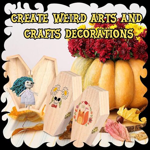 Kigley 20 Pack 6 x 3 x 1.57 Inch Halloween Coffin Box Coffin Ring Box Unfinished Wood Box Coffin Decor with Hinged Lids for Halloween Parties Goth Decoration Small Pet Burials DIY Crafts in Saudi Arabia