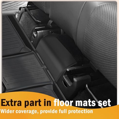 CARESA 2-in-1 Cargo Liner Backrest Mats and Floor Mats for 2024 Hyundai Santa Fe 6/7 مقاعد الملحقات (موديل الغاز فقط)، سجادة صندوق السيارة الداخلية TPE لجميع الأحوال الجوية وأغطية المقعد الخلفي خلف الصف الثالث in Kuwait