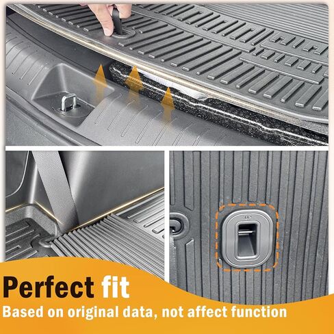 CARESA 2-in-1 Cargo Liner Backrest Mats and Floor Mats for 2024 Hyundai Santa Fe 6/7 مقاعد الملحقات (موديل الغاز فقط)، سجادة صندوق السيارة الداخلية TPE لجميع الأحوال الجوية وأغطية المقعد الخلفي خلف الصف الثالث in Kuwait