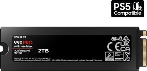 SAMSUNG 990 PRO مع Heatsink SSD 1TB PCIe 4.0 M.2 محرك الأقراص الصلبة الداخلي ذو الحالة الصلبة، أسرع سرعة للألعاب، والتحكم في الحرارة، والتخزين المباشر وتوسيع الذاكرة، متوافق مع Playstation5، MZ-V9P2T0GW in Saudi Arabia