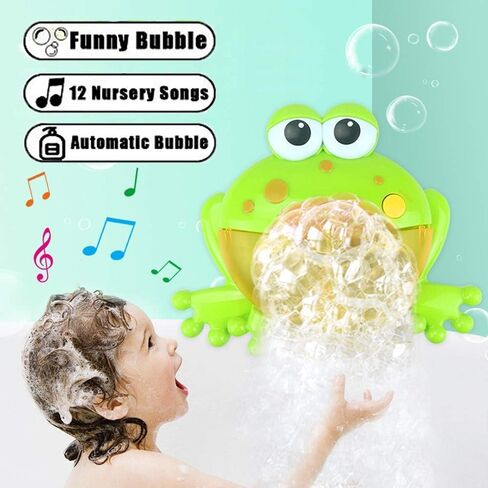 Frog Bubble Maker for Bath, Foam Blower Bubbling Making Machine, Nursery Rhyme Musical Bathtub Toy for Baby Kids Happy Tub Time in Saudi Arabia