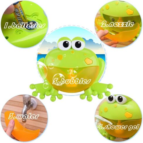 Frog Bubble Maker for Bath, Foam Blower Bubbling Making Machine, Nursery Rhyme Musical Bathtub Toy for Baby Kids Happy Tub Time in Saudi Arabia