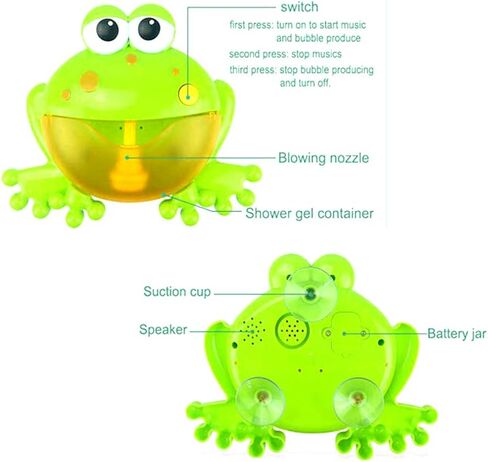 Frog Bubble Maker for Bath, Foam Blower Bubbling Making Machine, Nursery Rhyme Musical Bathtub Toy for Baby Kids Happy Tub Time in Saudi Arabia