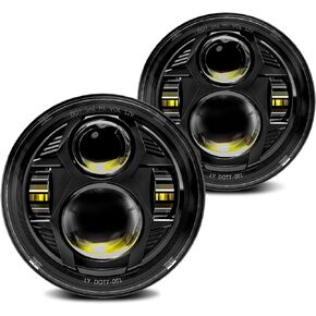 (2PCS) DOT Approved 7 Inch Round LED Headlight High Low Beam Compatible with Jeep Wrangler JK LJ CJ TJ 1997-2018 Headlamps, Red