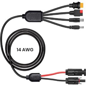 FlexSolar 14AWG Solar Charge Cable Solar Connector to XT60, DC7909(8mm) DC5521 Anderson Adapter Connector Connect Solar Panel for Portable Power Station & Solar Generator (2M/6.5Ft)