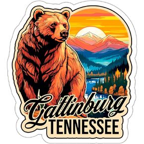 Gatlinburg Tennessee Sticker Weatherproof Vintage Decal Vinyl Small Waterproof for Water Bottle Mug Passport Book Scrapbook Notebook Laptop Tumbler Skateboard Computer Phone Size 4" Funny Gift