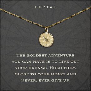 EFYTAL Inspirational Gifts for Women, Sterling Silver or Gold Plated Studded Compass Necklace, Retirement Gifts for Women, Friendship Necklace, Farewell Gifts for Coworkers, New Job Unique Gifts for Women
