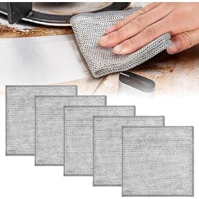 Dishcloth Pot Scrubber Multipurpose Wire Dishwashing Rags for Wet and Dry,New Multifunctional Non Scratch Metal Wire Dishcloth,Reusable Metal Scrubbing Pads Sponge Clean for Home Kitchen Cooktop (10)