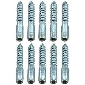 10PCS 50mm/2inch Wooden Jointed Furniture Feet Double Head Hook Bolt Silver M10 Self Tapping Screw for Furniture and Wooden Fence Attachment