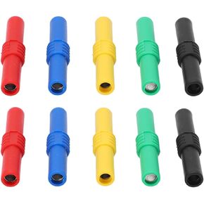 Insulated Banana Plug Coupler, 4mm Female to Female Banana Socket Jack Connectors Banana Plugs Solder for Multimeter Test Leads Ends Probes Adapters (5 Colors)