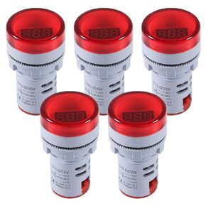 AITRIP 5PCS Digital DC Voltmeter LED Display Voltage Voltmeter AC 20-500V Voltage Meter Monitor 110v 220v Volt Detetor Indicator Round Lamp Tester Green