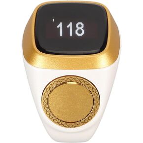 18mm Electronic Counter,Rechargeable BT CNC Button Finger Ring,0.49in Digital Display Intelligent Step Counting Ring with Vibration Reminder,APP Support (Green)