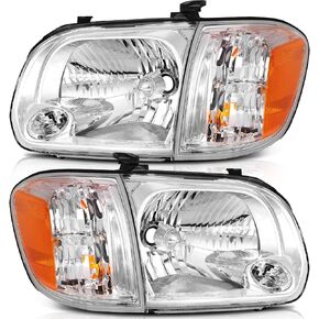 مجموعة المصابيح الأمامية لتويوتا سيكويا 2005-2007 لتويوتا تندرا 2005-2006 غطاء أسود كهرماني عاكس عدسة واضحة للسائق ومصابيح أمامية جانبية للركاب (كابينة مزدوجة 4 أبواب فقط) in Kuwait