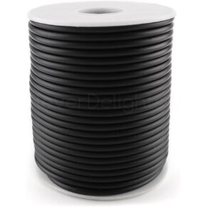 CleverDelights Black Hollow Rubber Tubing - 30 Feet - 3mm Diameter Tube Cord - 3/32" OD x 1/32" ID