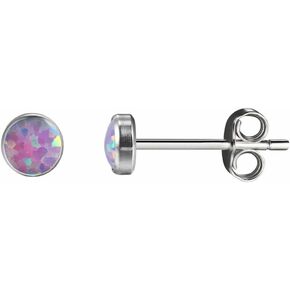 Hypoallergenic Titanium Stud Opal Earrings - For Sensitive Ears (Magenta) -Hipoalergénico para oídos sen by Bedrock Jewelry